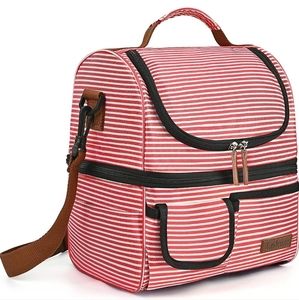 NWOT Red and white striped Lokass lunchbox